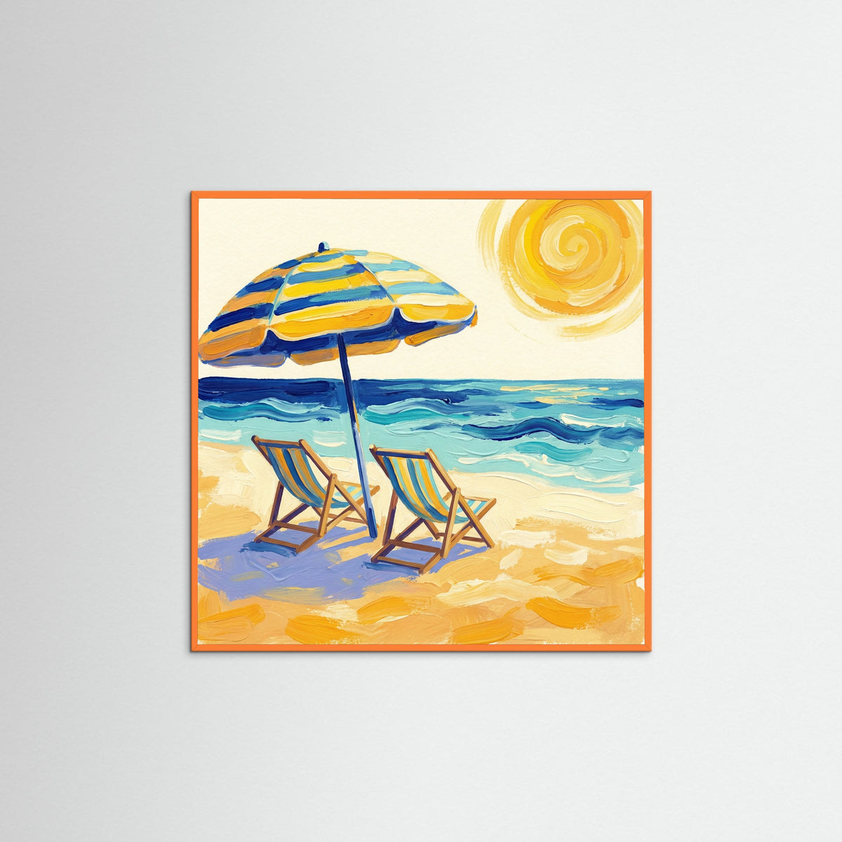 Orange Wood Square Coastal Serenity
