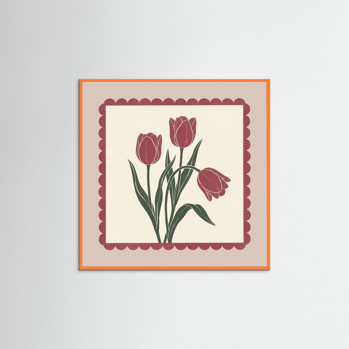 Orange Wood Square Crimson Bloom