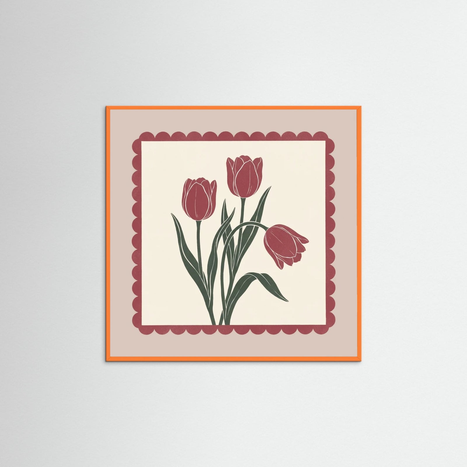 Orange Wood Square Crimson Bloom