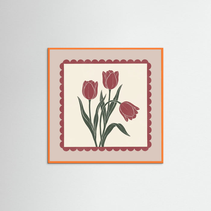 Orange Wood Square Crimson Bloom