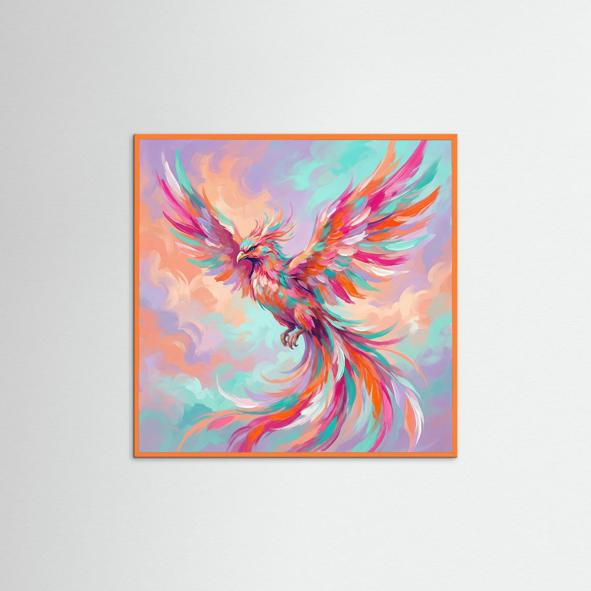 Orange Wood Square Dreamy Unicorn Spirit