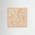 Orange Wood Square Entwined Faces