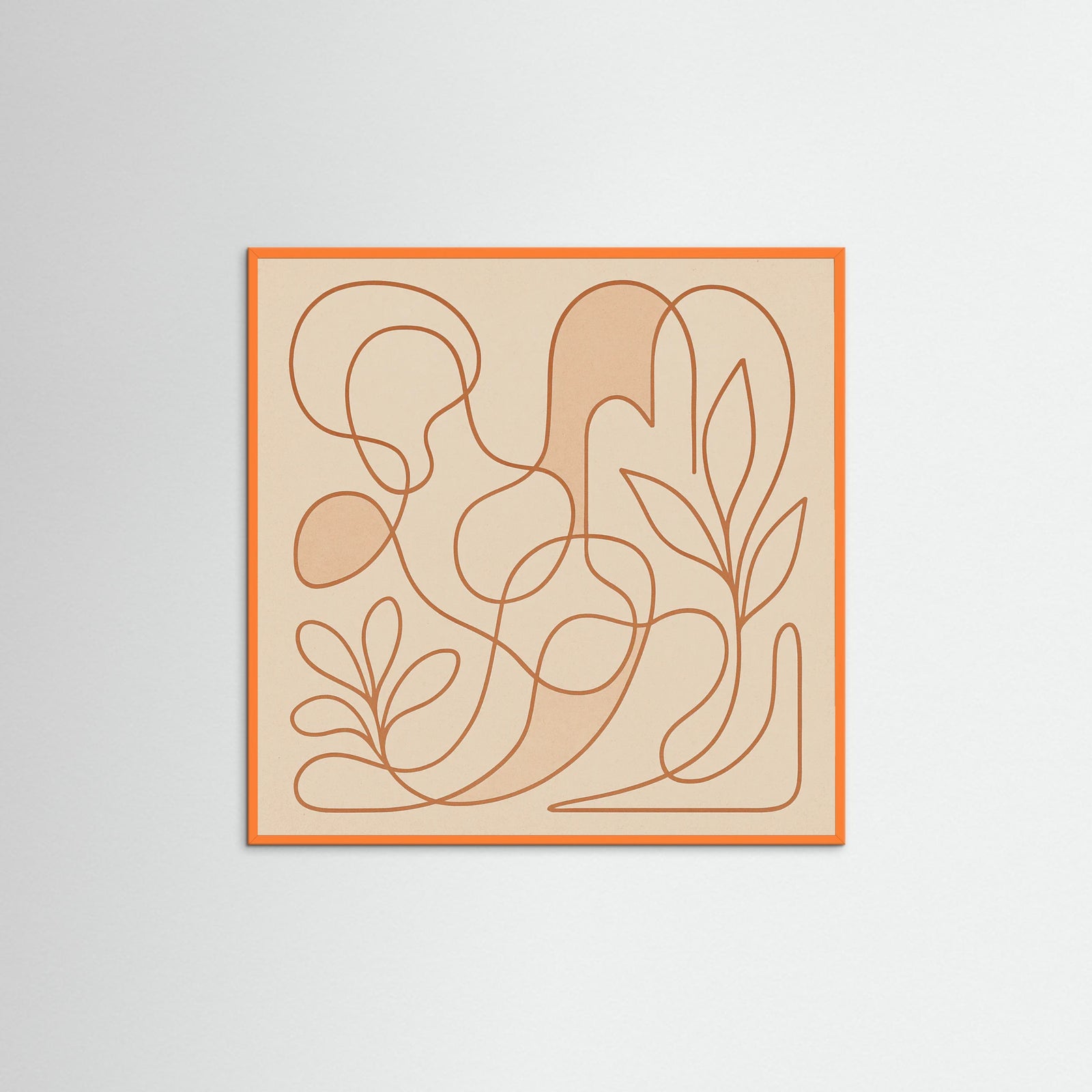 Orange Wood Square Entwined Faces