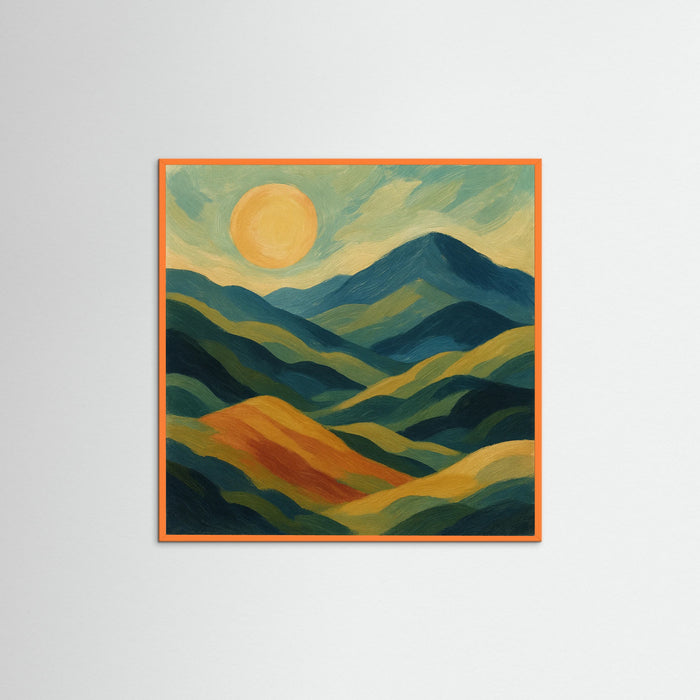 Orange Wood Square Floral Brushstrokes