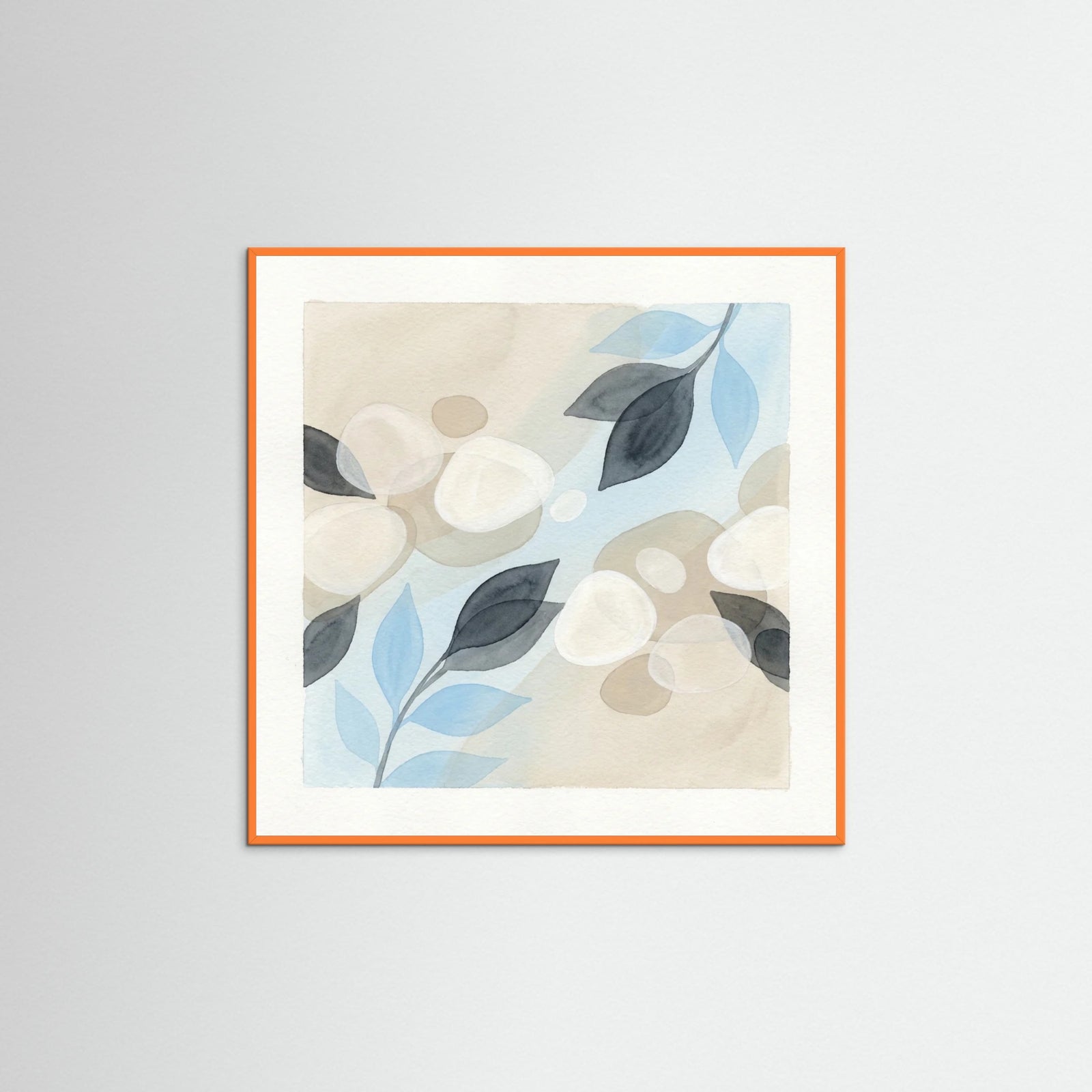 Orange Wood Square Floral Drifts