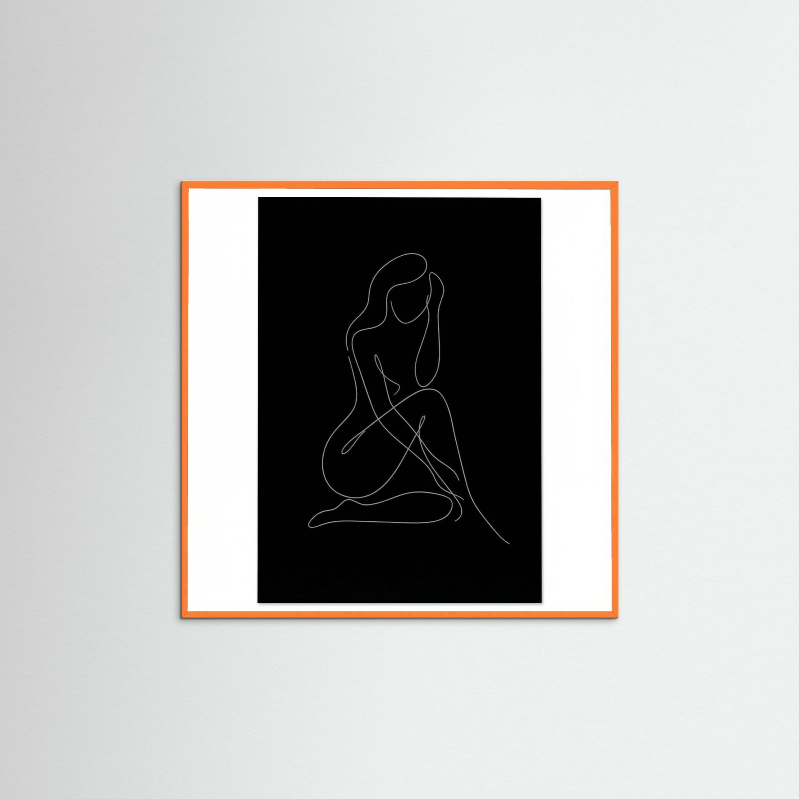 Orange Wood Square Fluid Contours Black