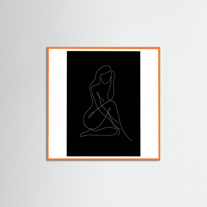Orange Wood Square Fluid Contours Black
