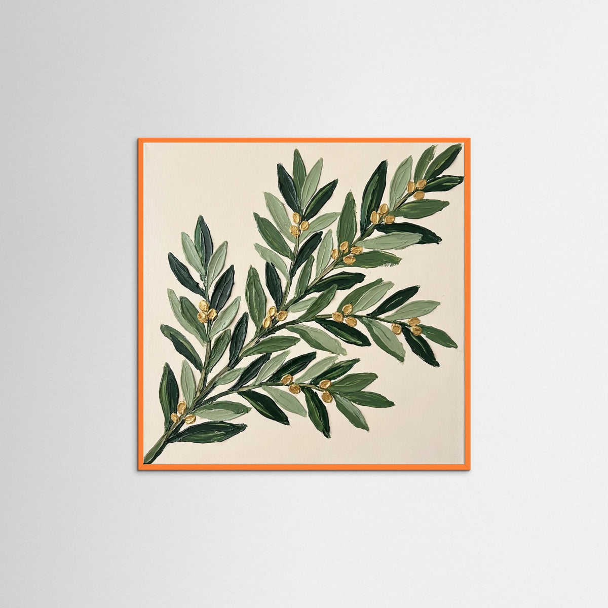 Orange Wood Square Gilded Wreath