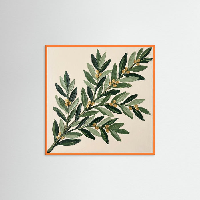 Orange Wood Square Gilded Wreath