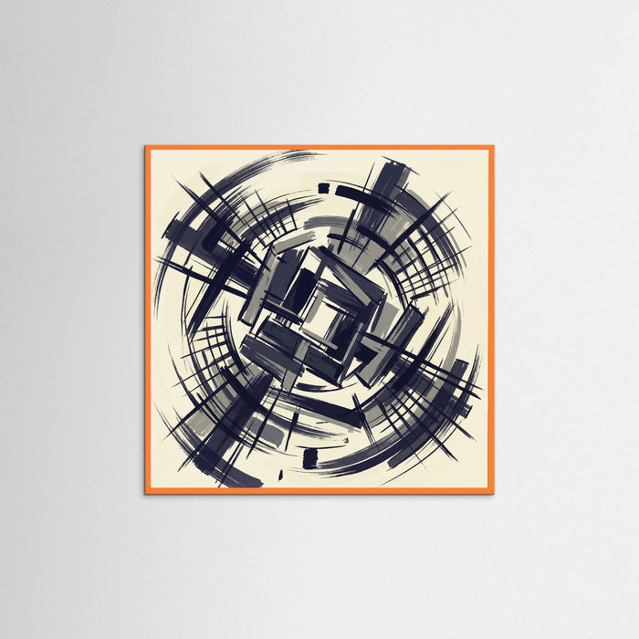Orange Wood Square Midnight Grid