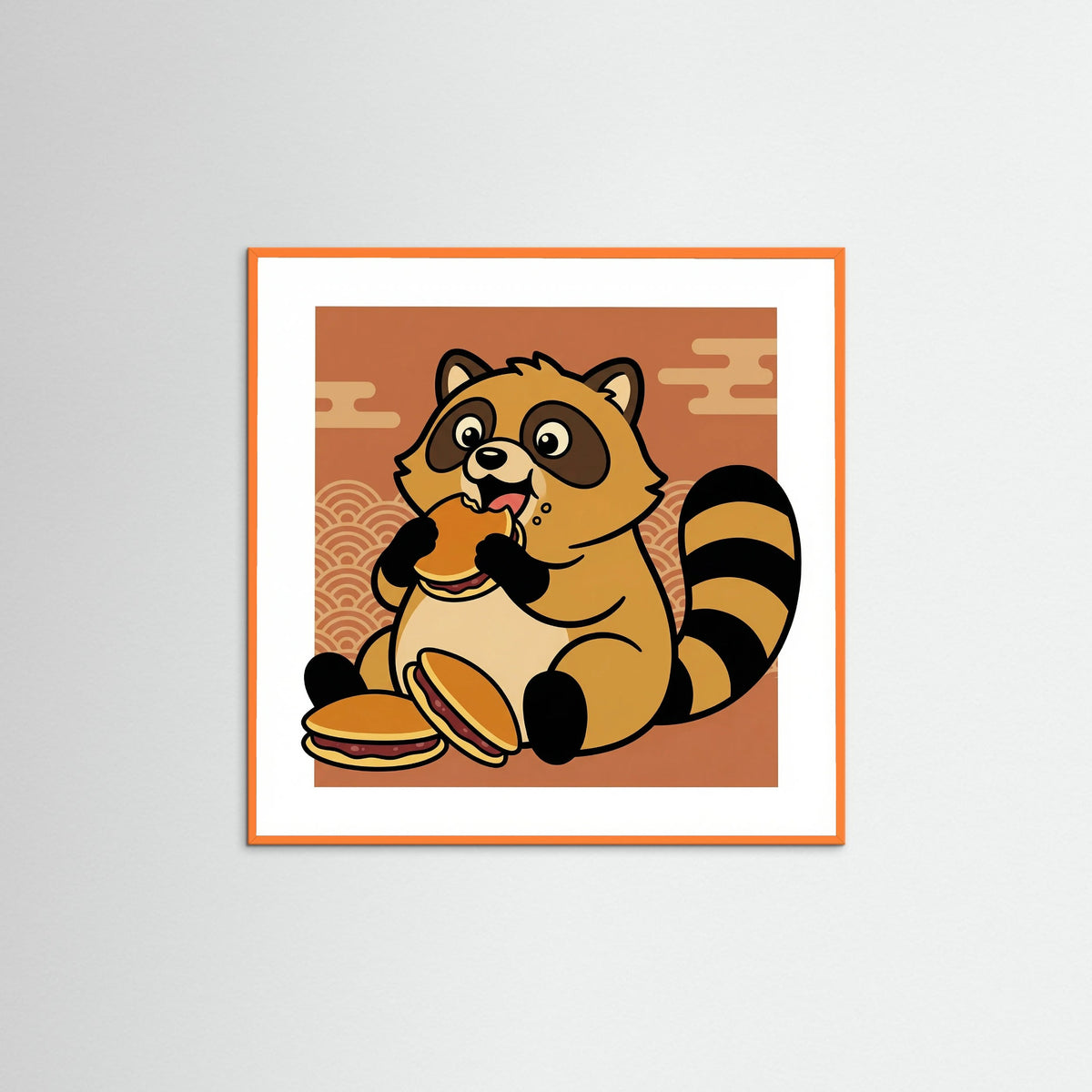 Orange Wood Square Midnight Ramen Cat