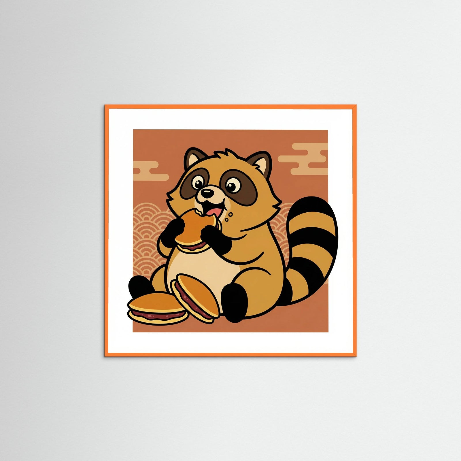 Orange Wood Square Midnight Ramen Cat