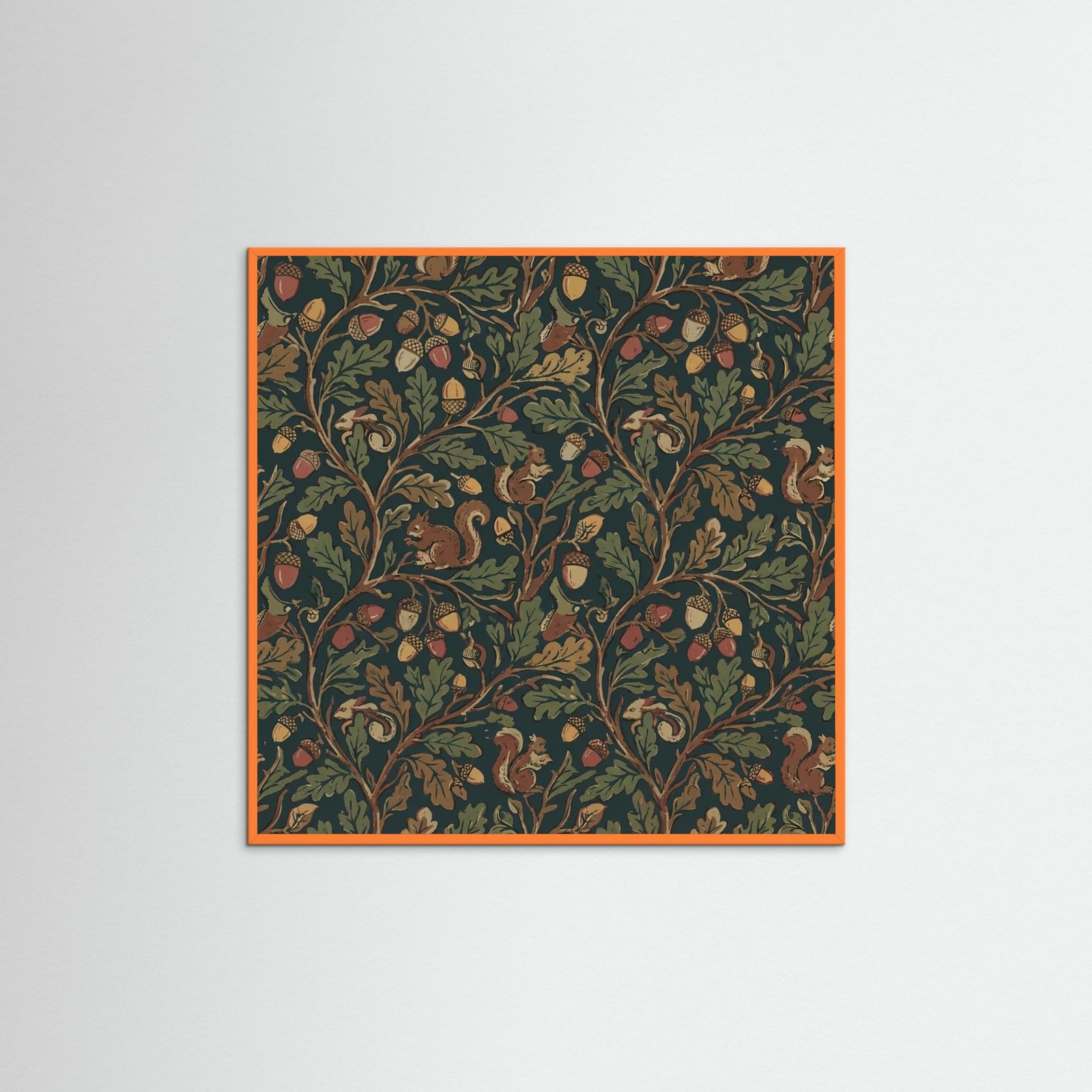 Orange Wood Square Morrisian Bloom