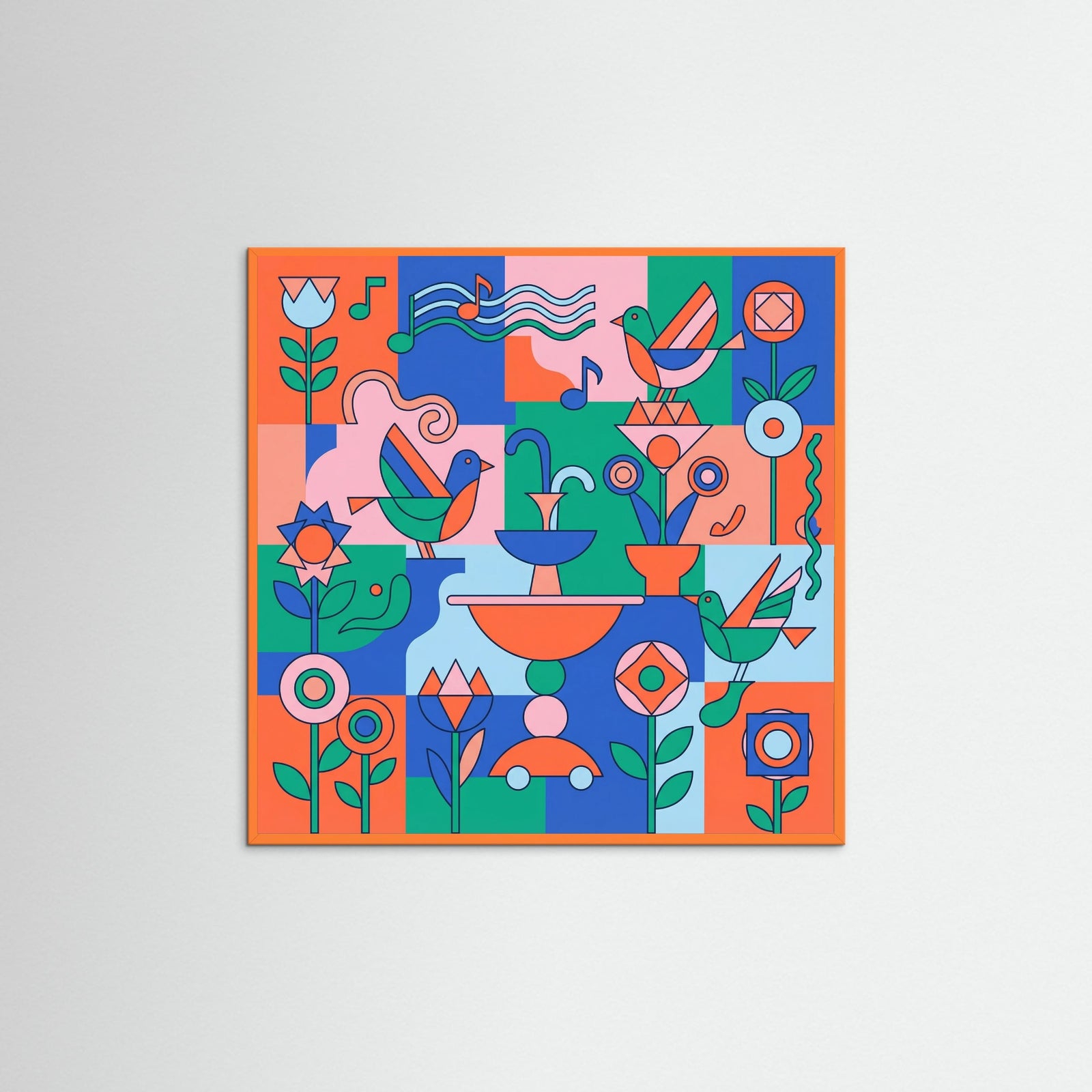 Orange Wood Square Playful Abstraction