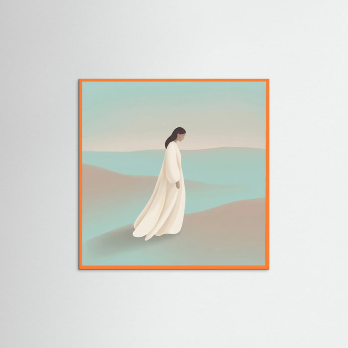 Orange Wood Square Quiet Contemplation Blue
