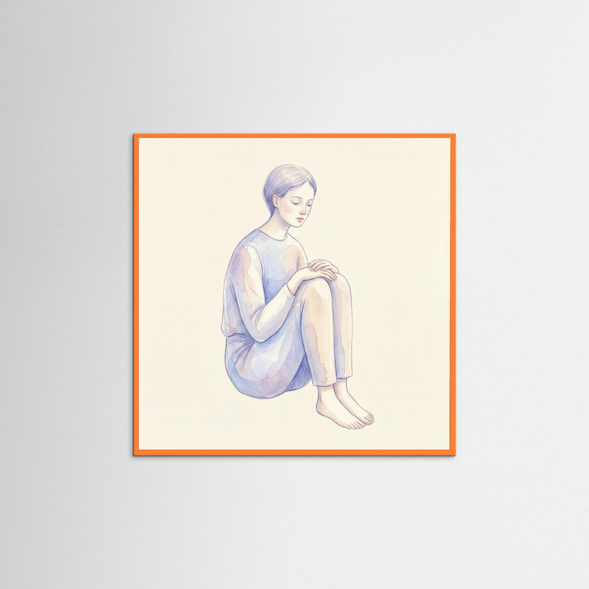 Orange Wood Square Quiet Gaze