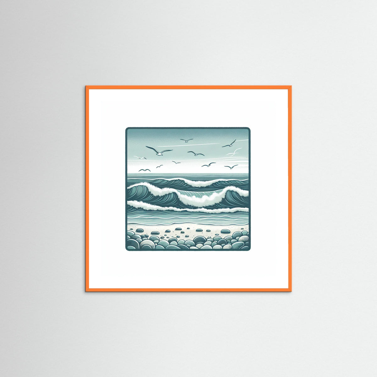 Orange Wood Square Silent Waves