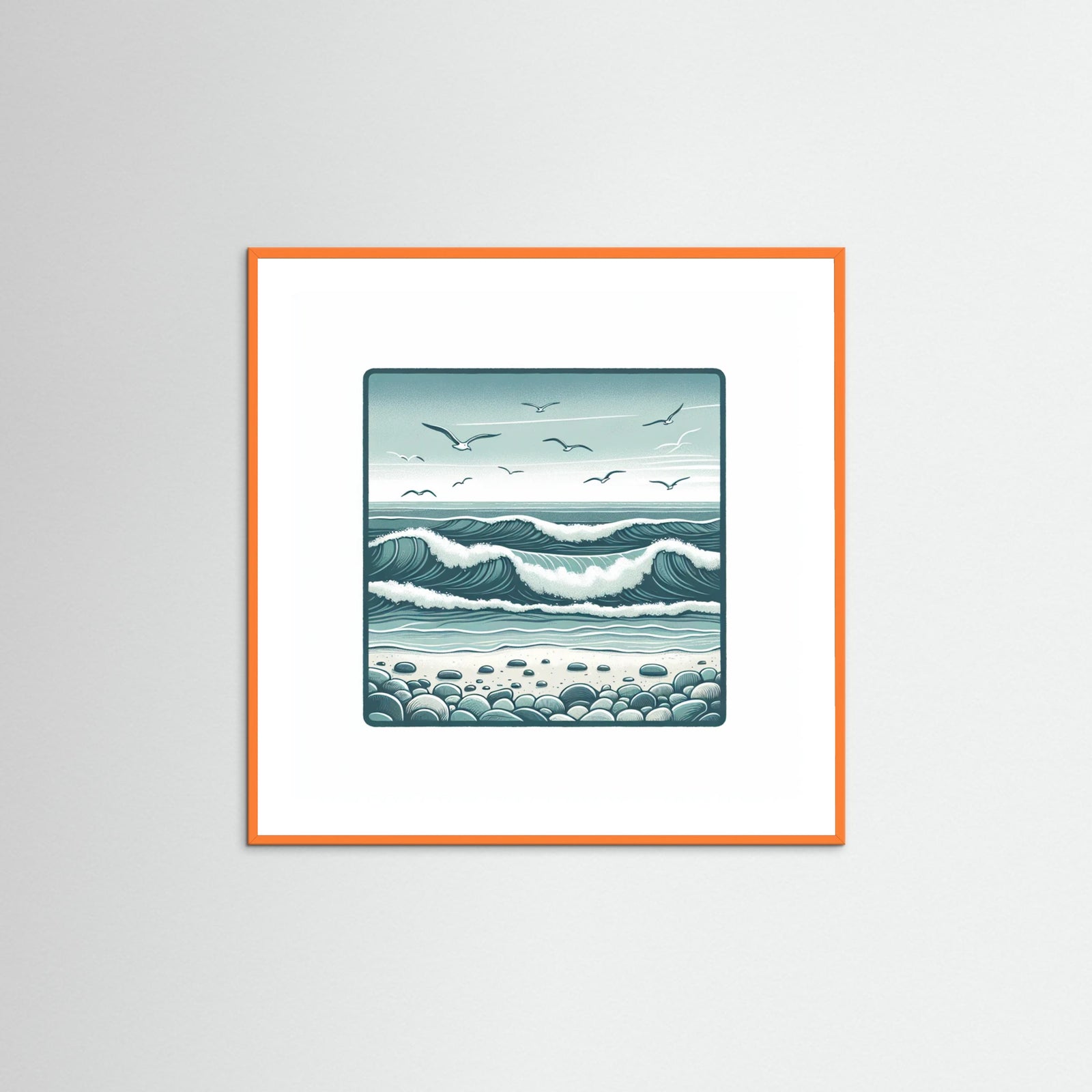 Orange Wood Square Silent Waves
