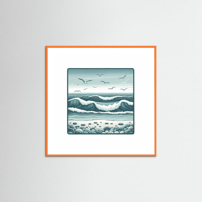 Orange Wood Square Silent Waves
