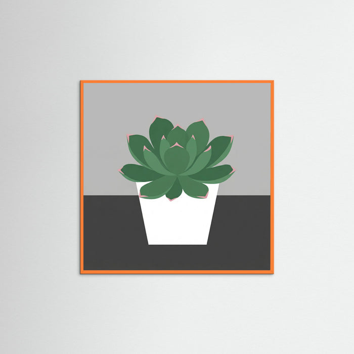 Orange Wood Square Still Life Blooms