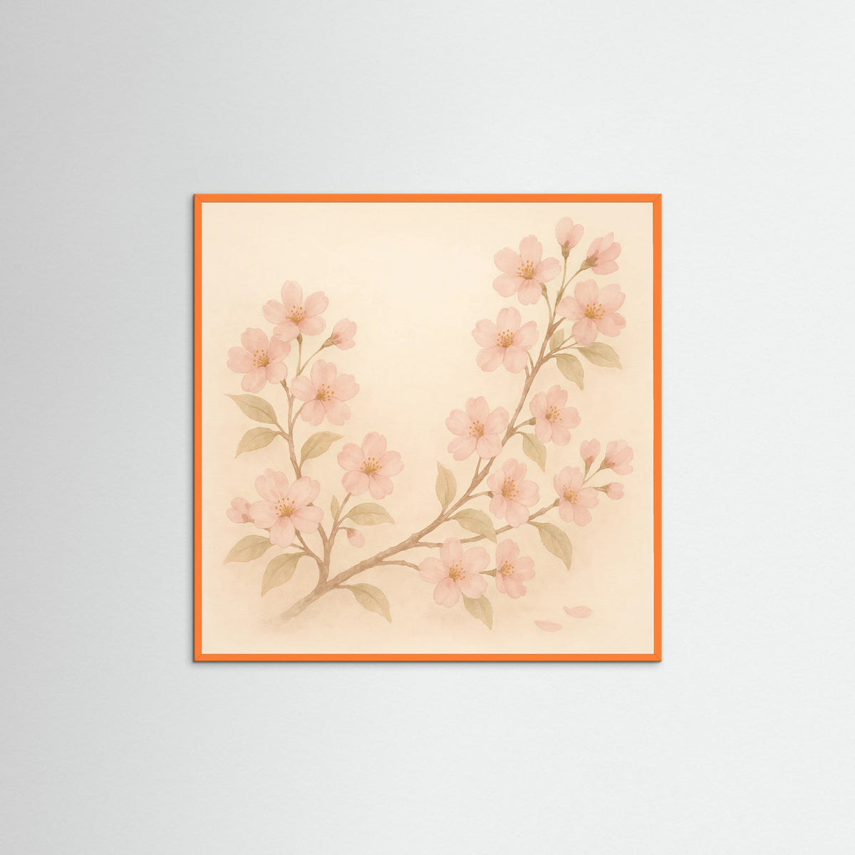 Orange Wood Square Sunlit Blossoms