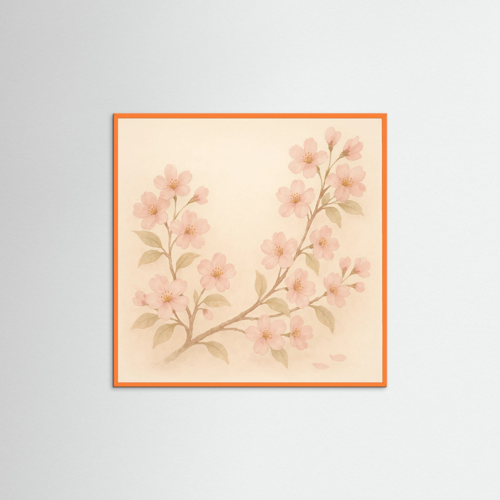 Orange Wood Square Sunlit Blossoms