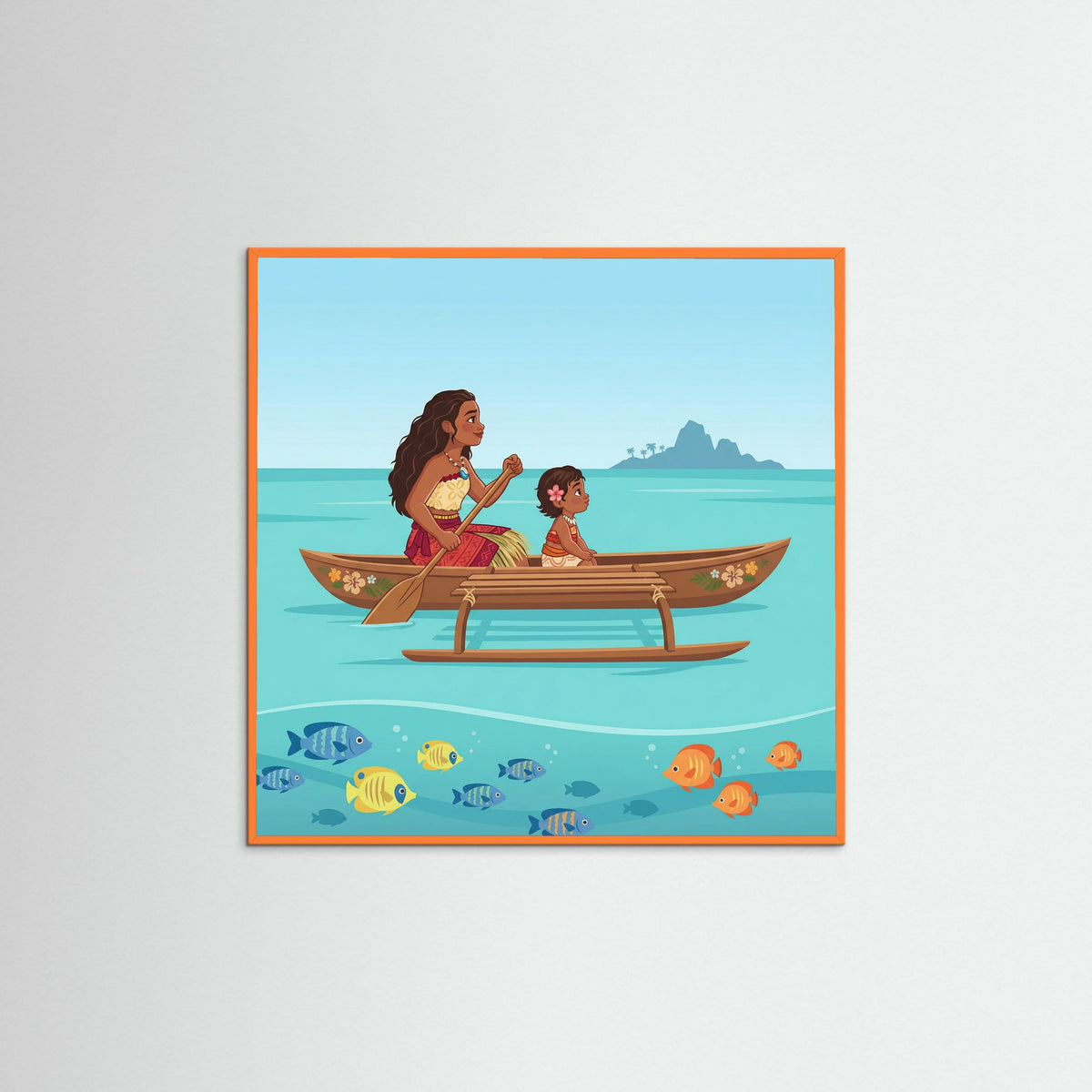 Orange Wood Square Tropical Sisterhood