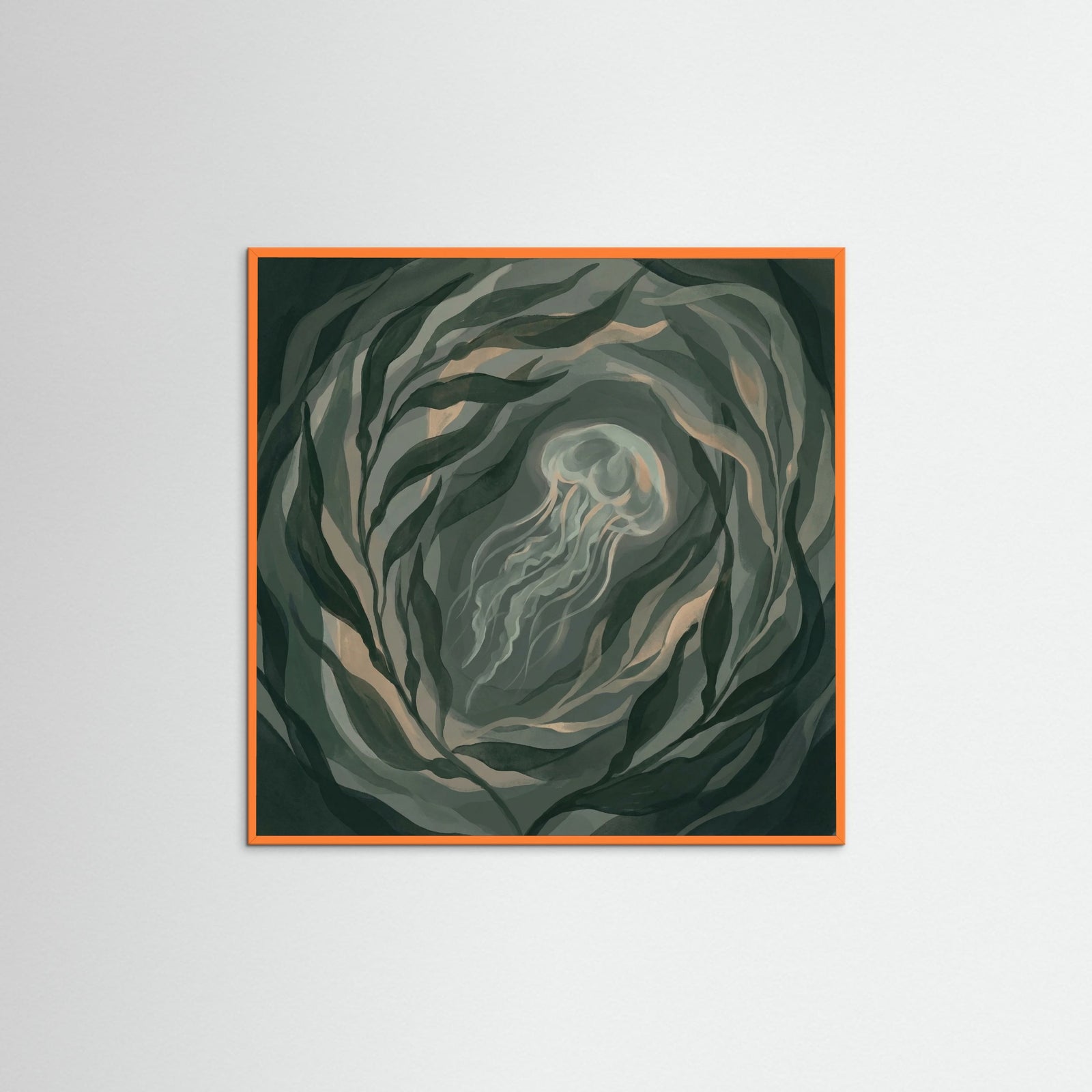 Orange Wood Square Verdant Depths