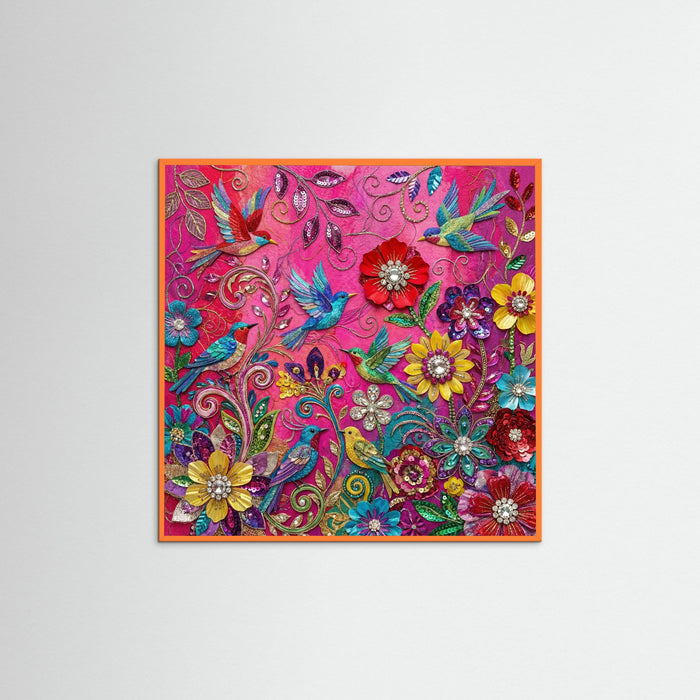 Orange Wood Square Vibrant Butterfly Kaleidoscope