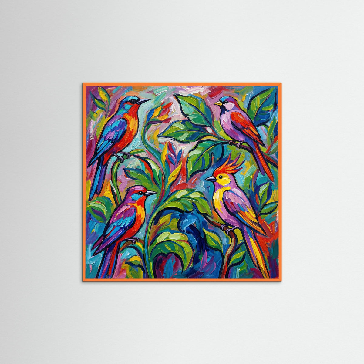 Orange Wood Square Vibrant Garden