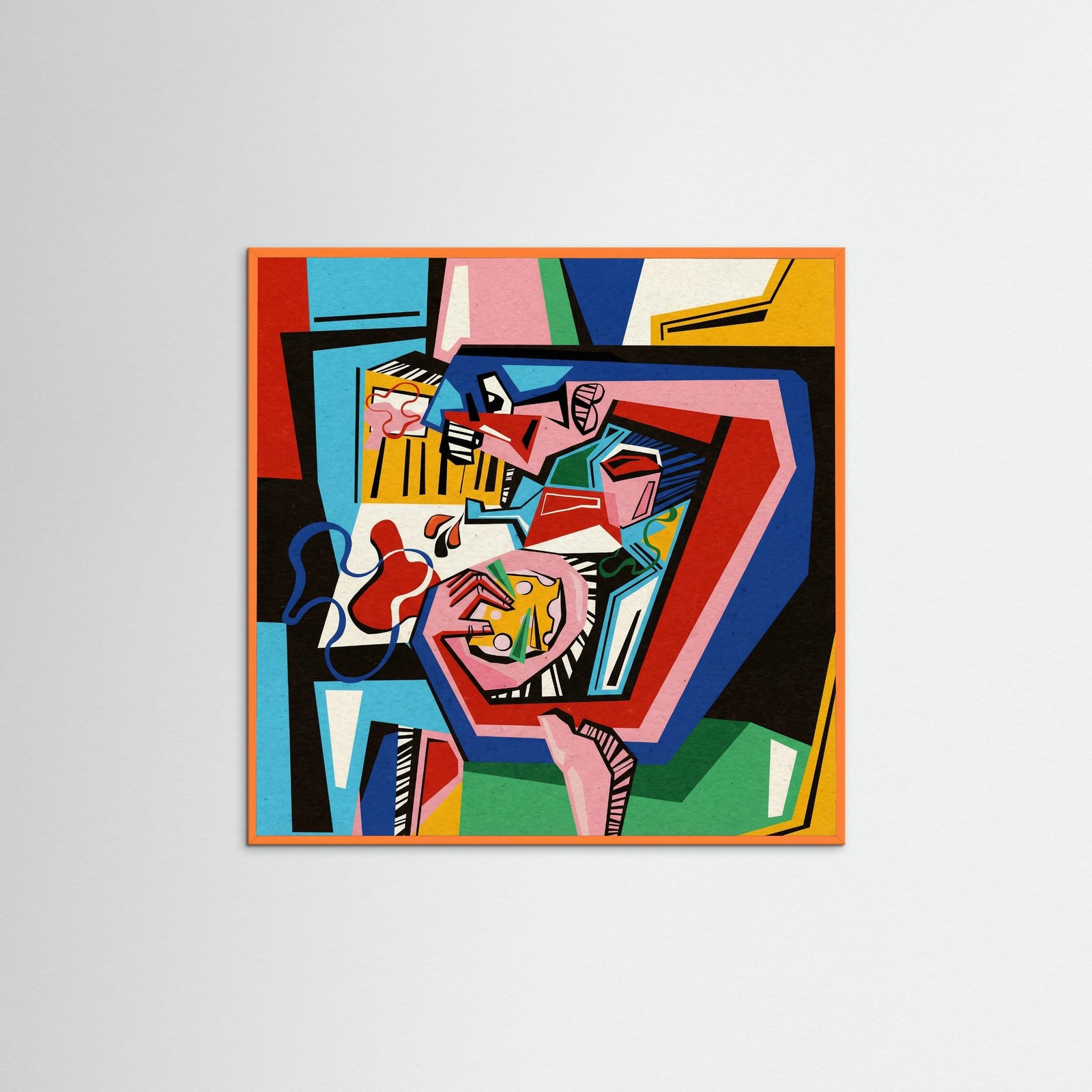 Orange Wood Square Vibrant Musician