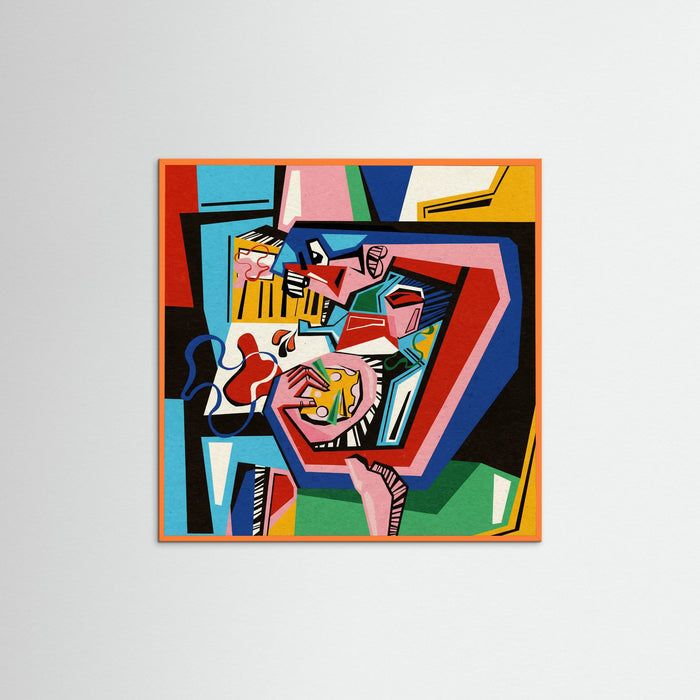 Orange Wood Square Vibrant Musician