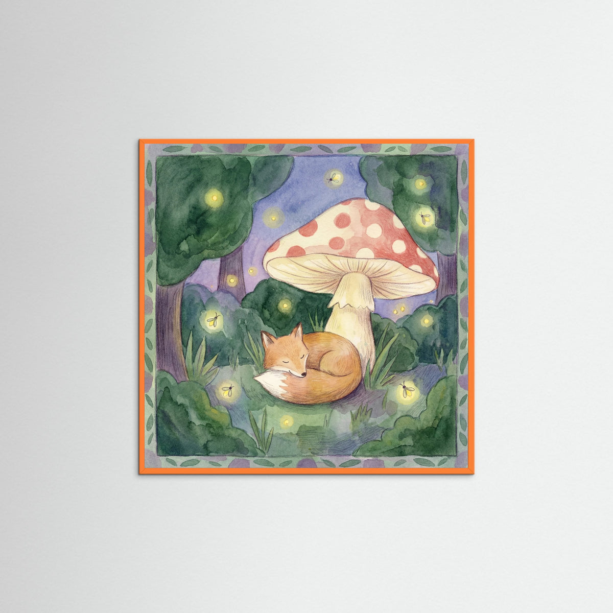 Orange Wood Square Whimsical Lamb Day