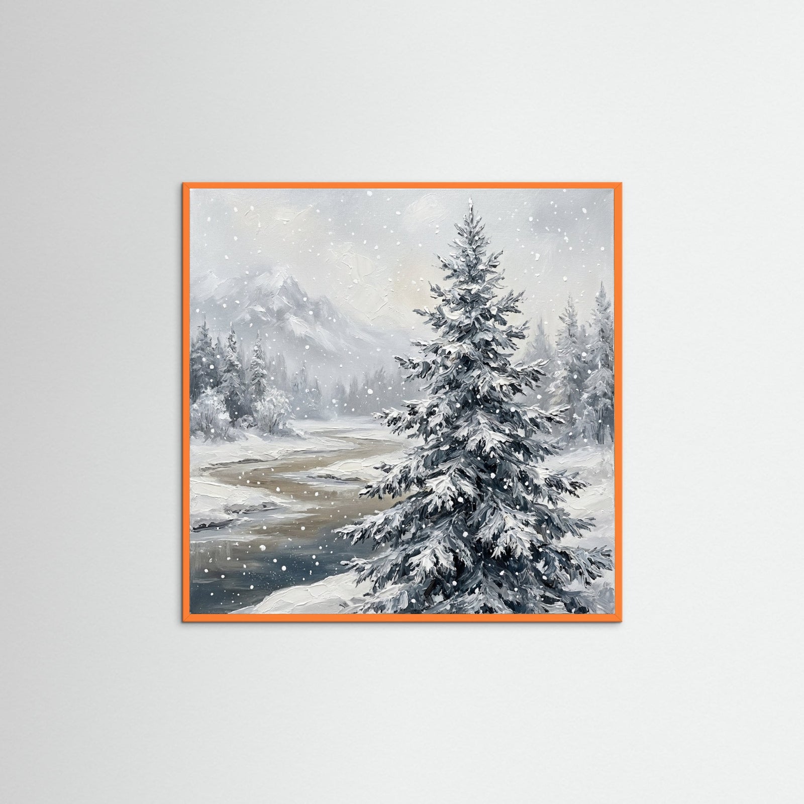 Orange Wood Square Winter Serenity