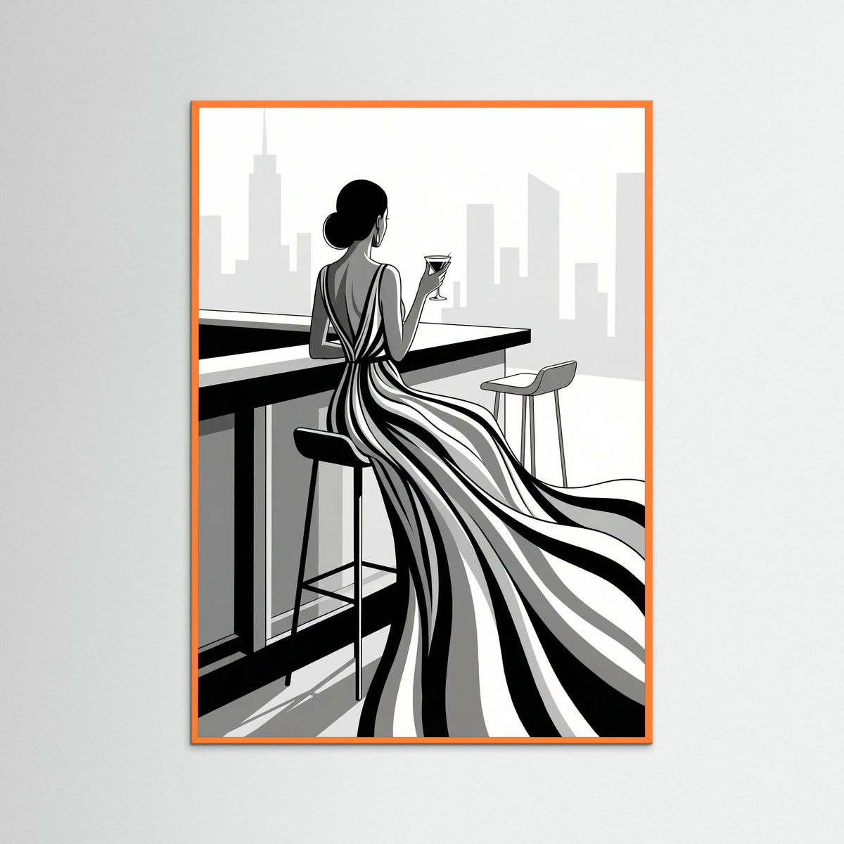 Orange Wood Striped Elegance