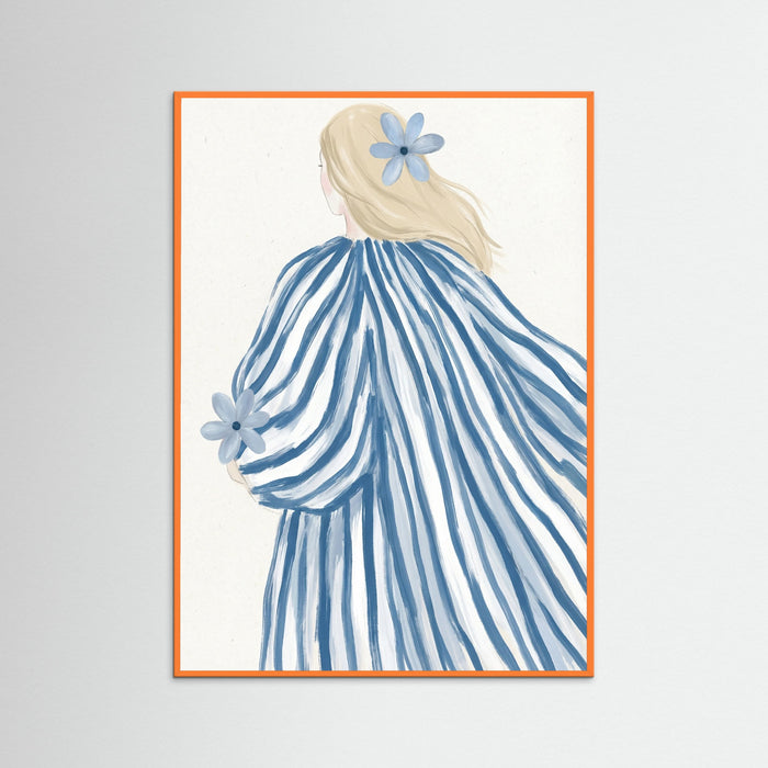 Orange Wood Striped Serenity Blue