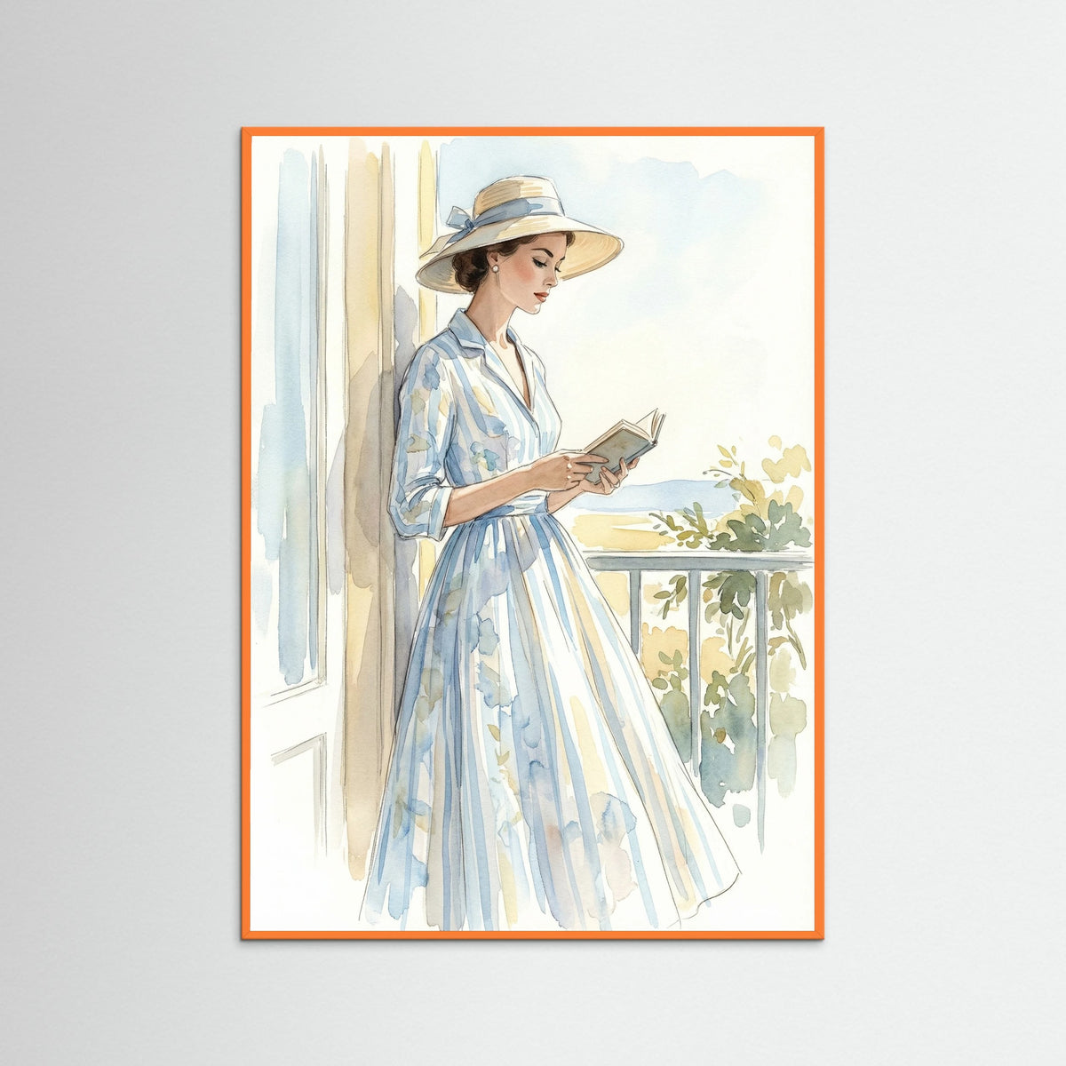 Orange Wood Striped Serenity Blue