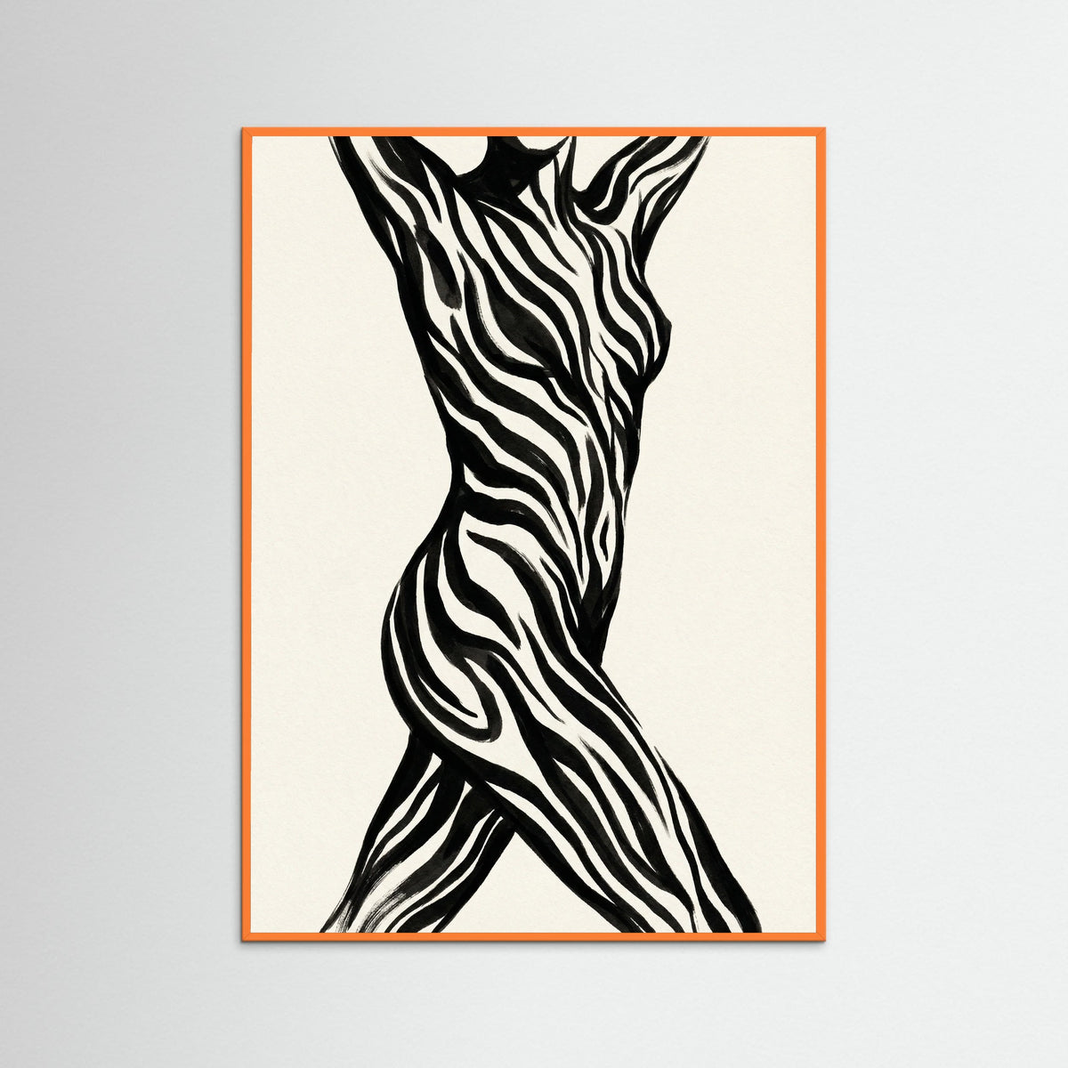 Orange Wood Striped Silhouette Black