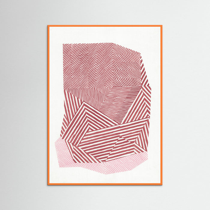 Orange Wood Striped geometric shape Poster