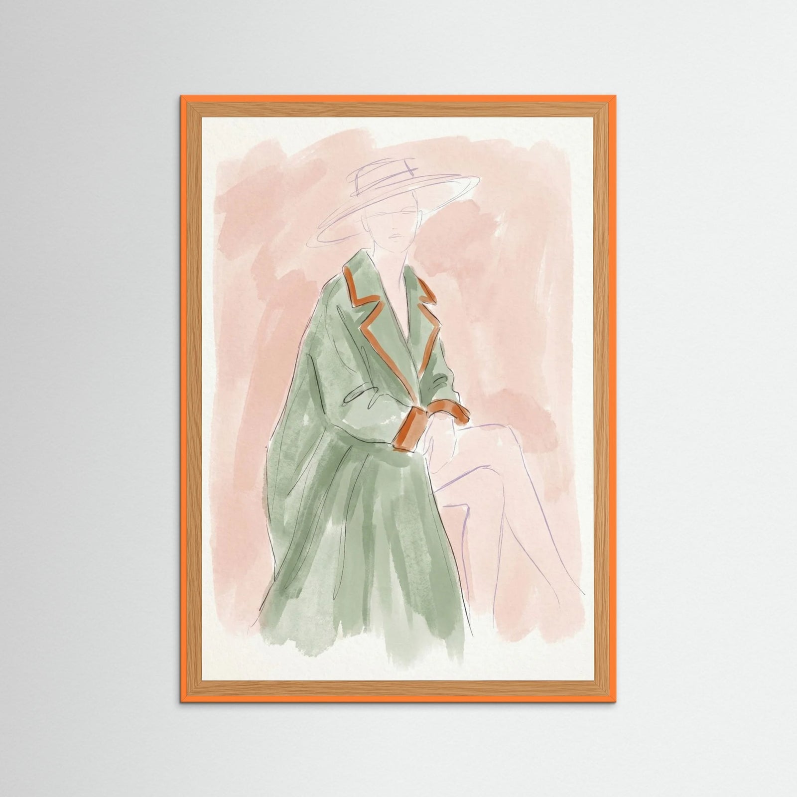 Orange Wood Stylized Garment Sketch