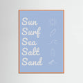 Sun Surf Sea Salt Sand Light Blue Poster – plakat og kunsttryk