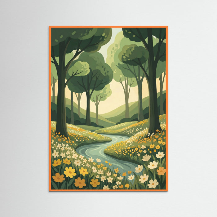 Orange Wood Sunlit Meadow