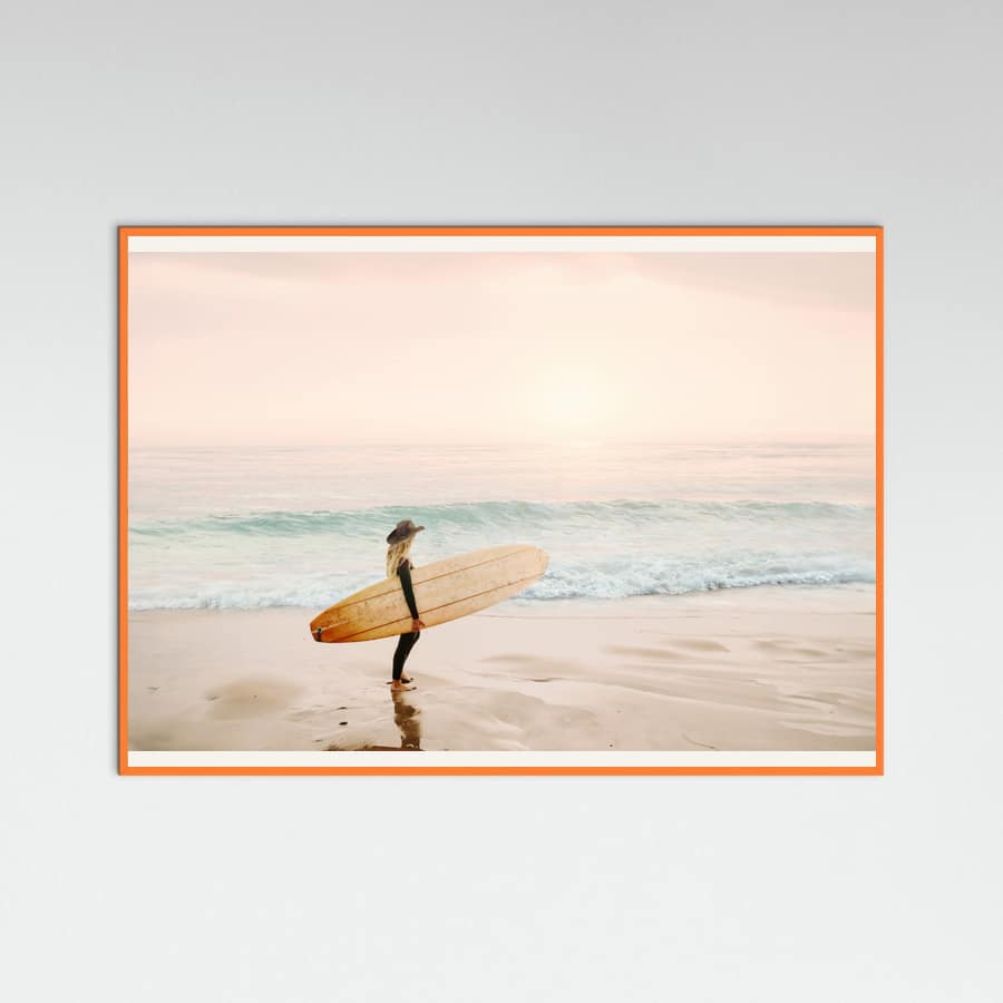 Orange Wood Surfer Cowgirl Poster