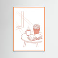 Orange Wood Table Setting Sketch