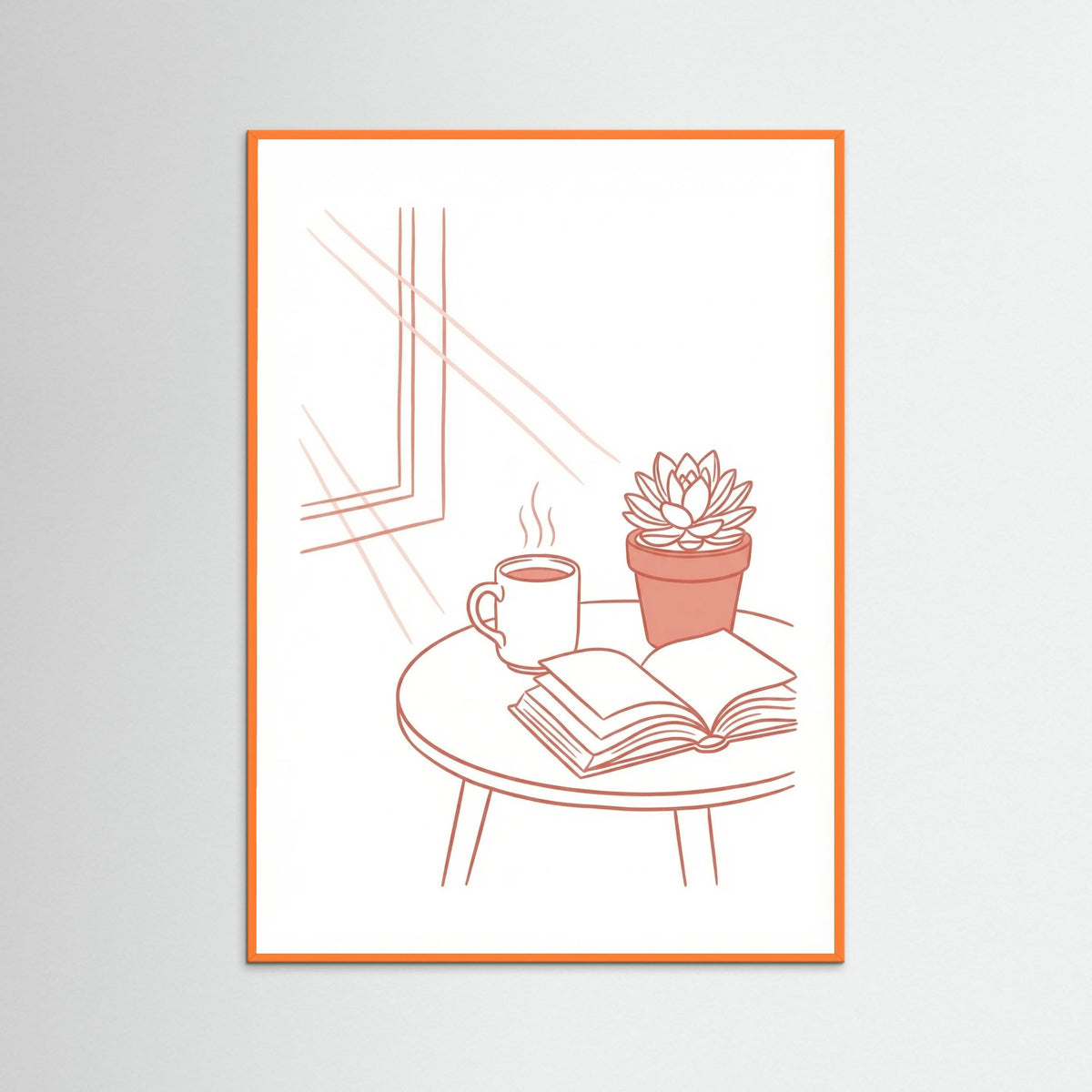 Orange Wood Table Setting Sketch
