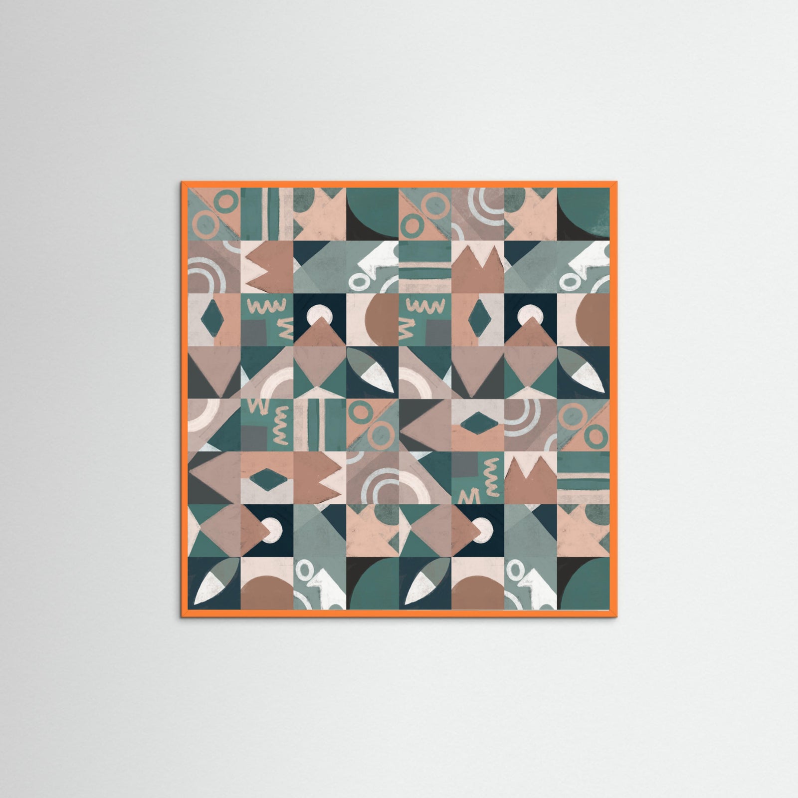 Orange Wood The Mid Century Grid Pattern Poster