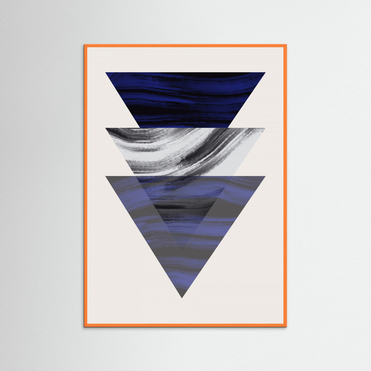 Orange Wood Three Triangular Geometric Poster
