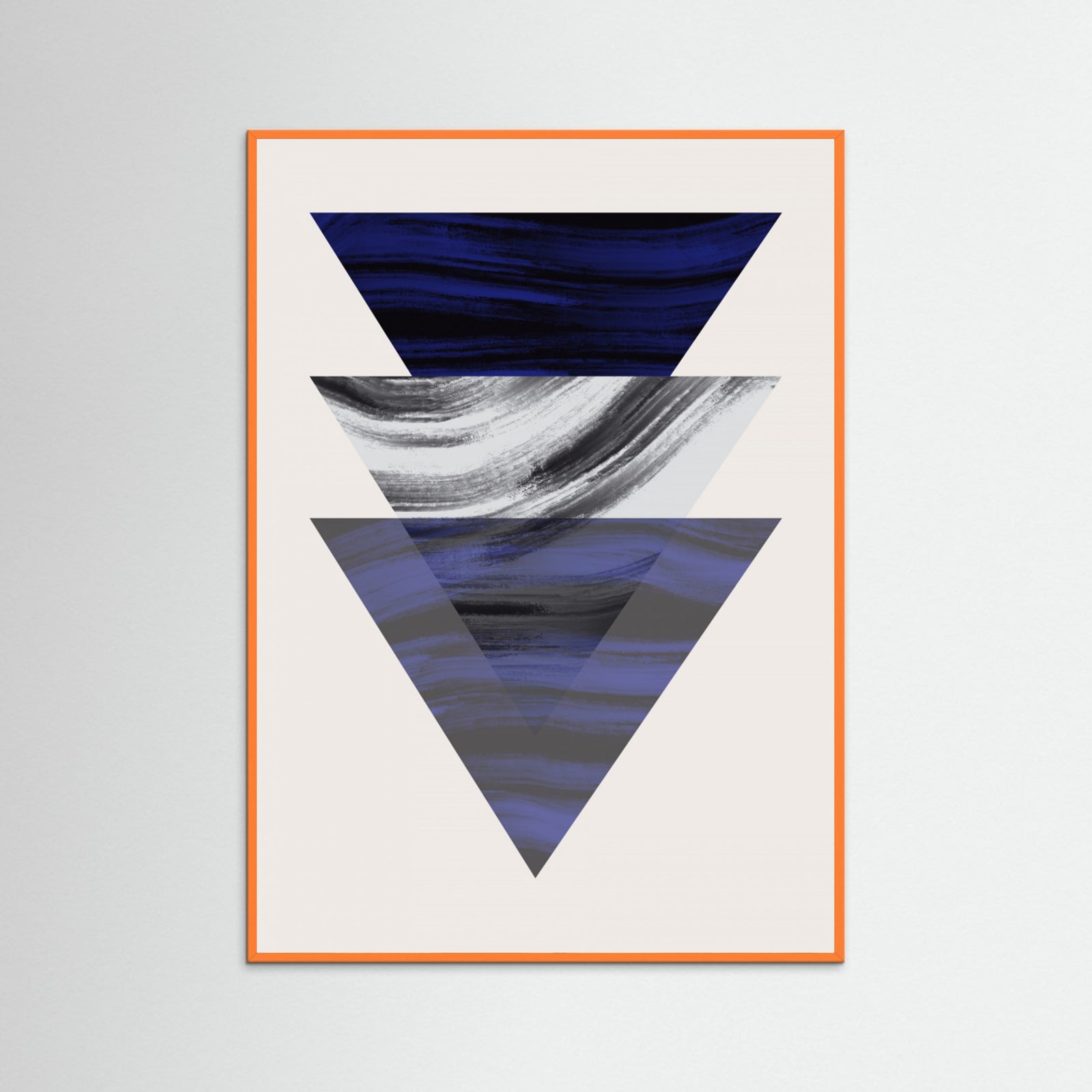 Orange Wood Three Triangular Geometric Poster