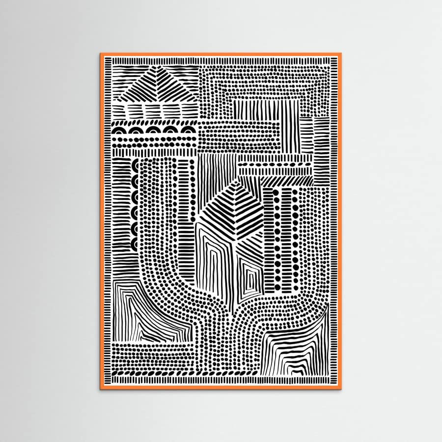 Orange Wood Tribal Abstract Poster