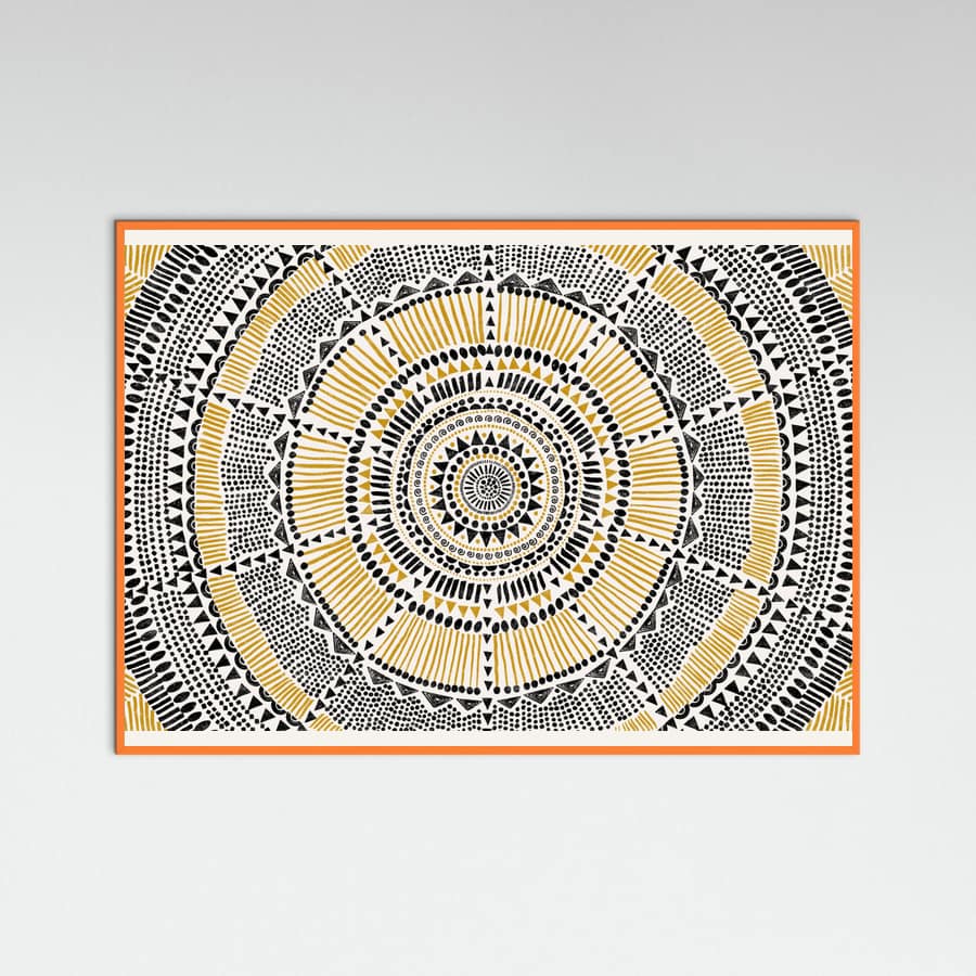 Orange Wood Tribal Sun Poster